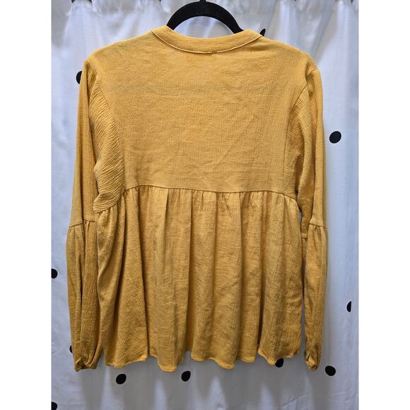 NWT Altar'd State lace detail oversized flowy long sleeve yellow top size small - Picture 5 of 9